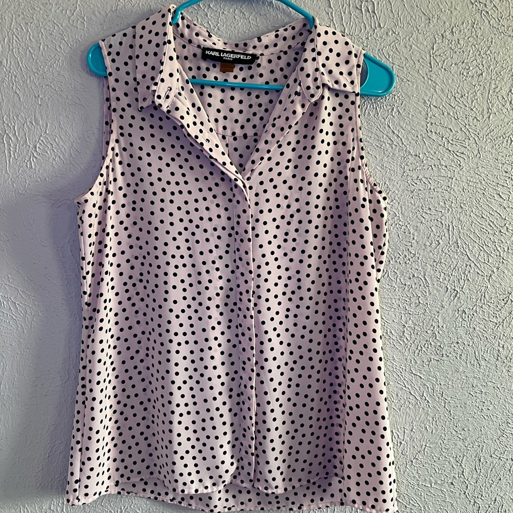 Karl Lagerfeld Black and Pink Sleeveless Blouse